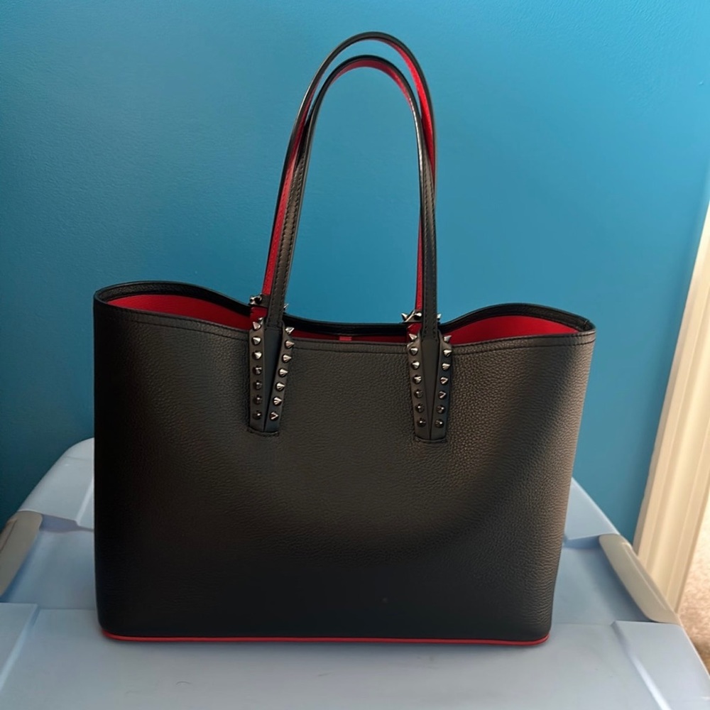 Christian Louboutin Cabata Small Black Spiked Leather Tote